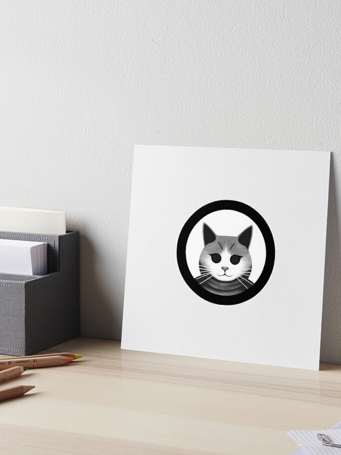 Minimalist dark cat stamp Art Board Print for Sale by