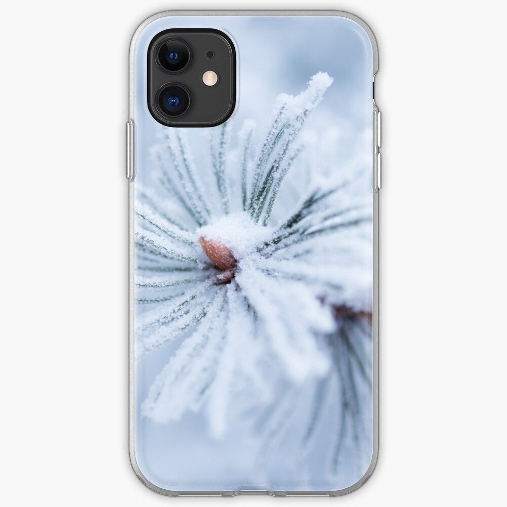 Hoarfrost on tree needles iPhone Case & Cover