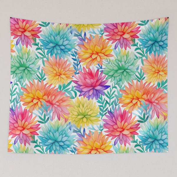 Item preview, Watercolour Rainbow Flowers Seamless Pattern designed and sold by PatternStudios.