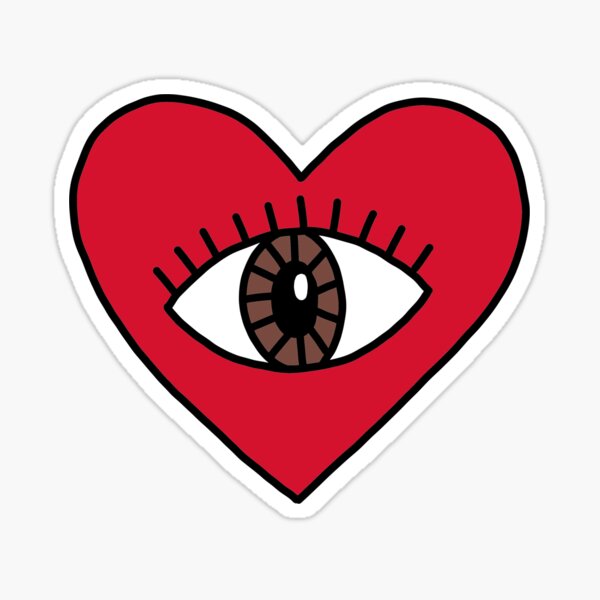 red heart with eye y2k sticker pack