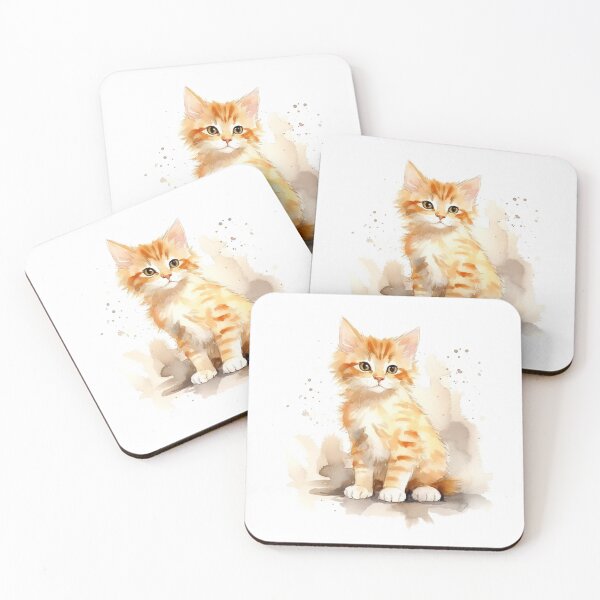 Artikelvorschau, Orange Tabby Kitten Aquarell Tropfkunst entworfen und verkauft von EmmaFinchDesign.