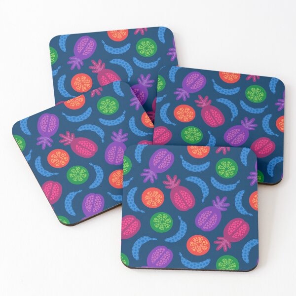 Item preview, TROPICAL FRUITS WITH LOTSA DOTS in Juicy Summer Beach Brights on Deep Blue - UnBlink Studio by Jackie Tahara designed and sold by Jackie Tahara of UnBlink Studio.