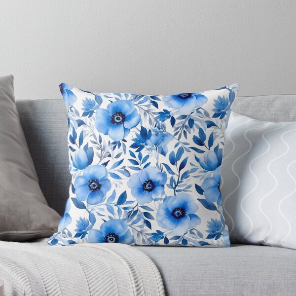 Artikelvorschau, Aquarell blaue Blumen nahtloses Muster entworfen und verkauft von PatternStudios.