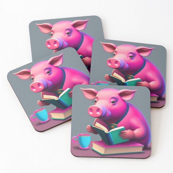 Item preview, Pink Pig Reading A Book designed and sold by ArtShare.