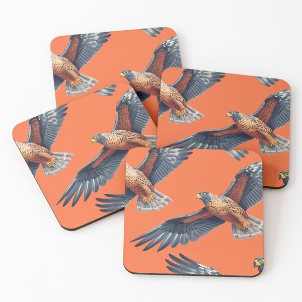 Item preview, Sparrow hawk on orange background  designed and sold by SweetWhiskers.