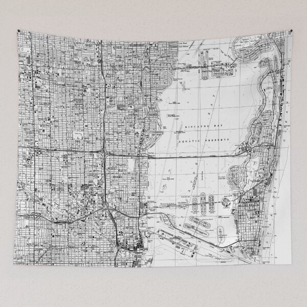 Item preview, Miami Florida Map (1988) BW  designed and sold by BravuraMedia.