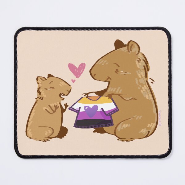 Item preview, Big Capybara Spreading Pride: Empowering the Little One with a Non-Binary Pride Shirt designed and sold by LazyShery.