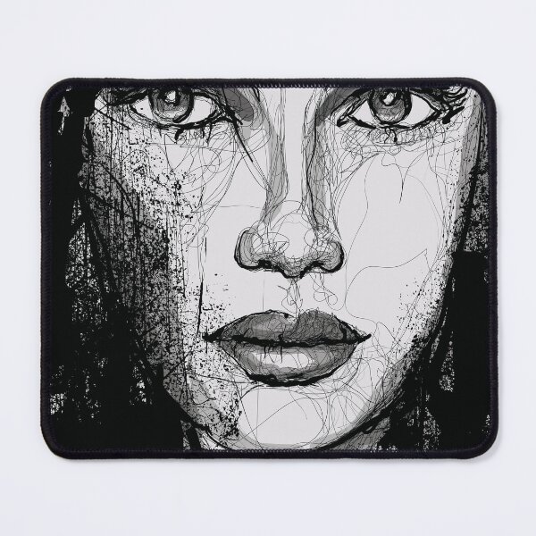 Item preview, Black and White Line Drawing of a Woman, Serene Monochrome Contours: A Captivating Portrait of Feminine Grace designed and sold by KissingCockatoo.