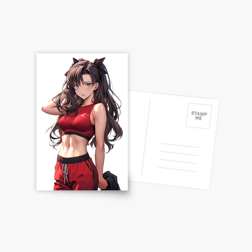 Rin Tohsaka from Fate Stay/Night wearing a sports bra, sexy cute anime  girl Sticker for Sale by Hawaii-Kawaii