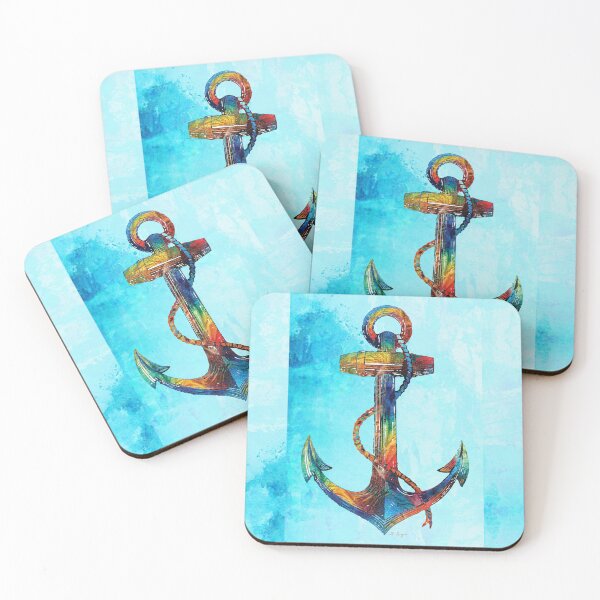 Item preview, Colorful Anchor On Beachy Beach Blue designed and sold by Sharon Cummings Art.