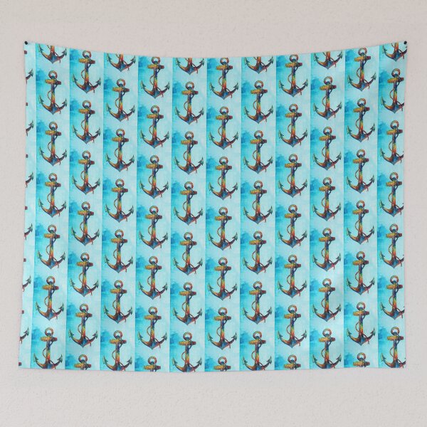 Item preview, Colorful Anchor On Beachy Beach Blue designed and sold by Sharon Cummings Art.