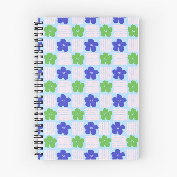 Item preview, Green and Blue on Pastel Blue Geometric Floral Blockprint designed and sold by springstdesign.