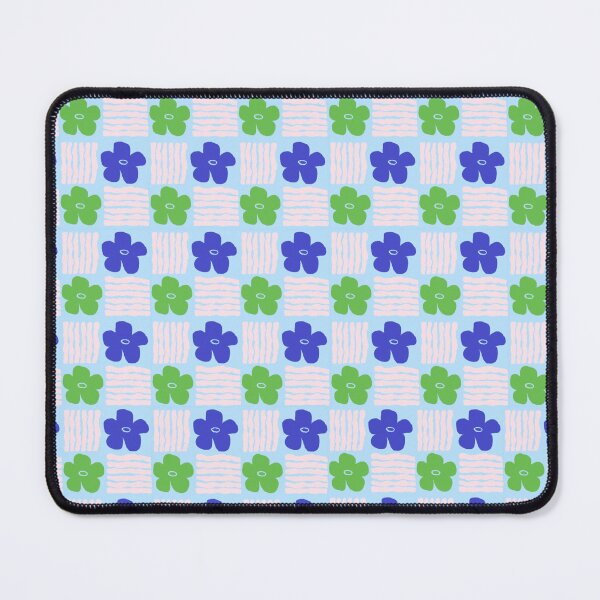 Item preview, Green and Blue on Pastel Blue Geometric Floral Blockprint designed and sold by springstdesign.