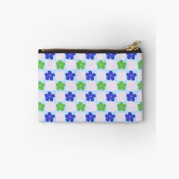 Item preview, Green and Blue on Pastel Blue Geometric Floral Blockprint designed and sold by springstdesign.