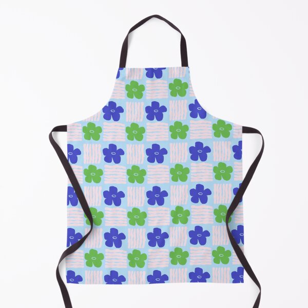 Item preview, Green and Blue on Pastel Blue Geometric Floral Blockprint designed and sold by springstdesign.