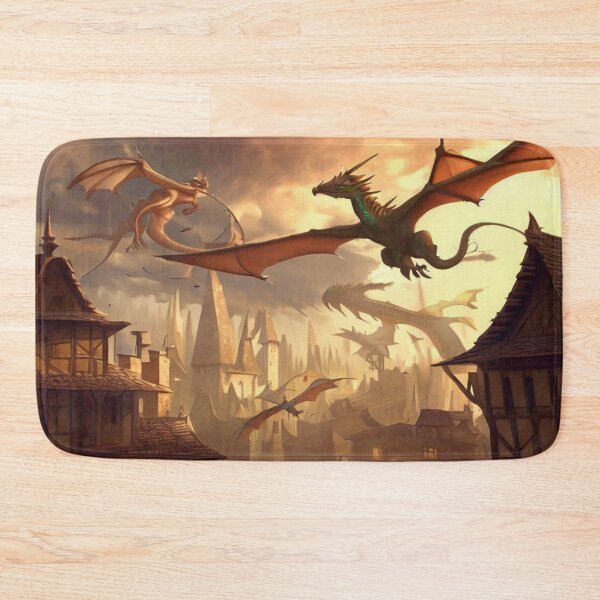 Item preview, Title: "Mystic Wings: Dragons in Flight over the Ancient City designed and sold by DRAKUNAROK.