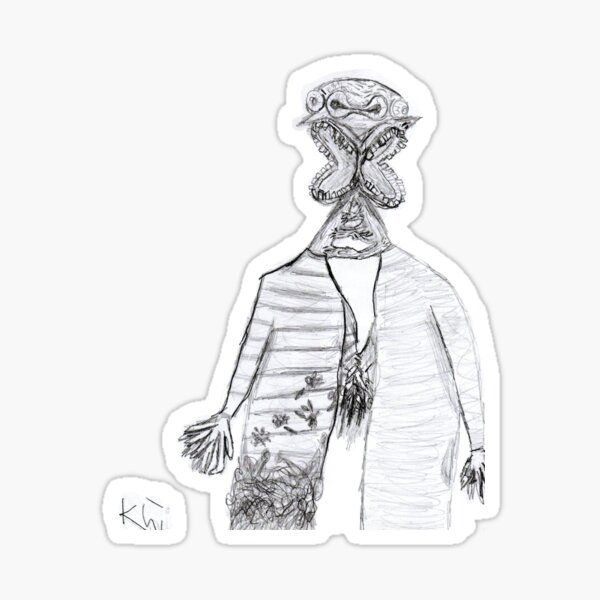 Item preview, Splitting Away: Pencil Drawing of Creepy Creature-Original Unique Hand-Drawn Art Sticker and More designed and sold by DuskGallery.