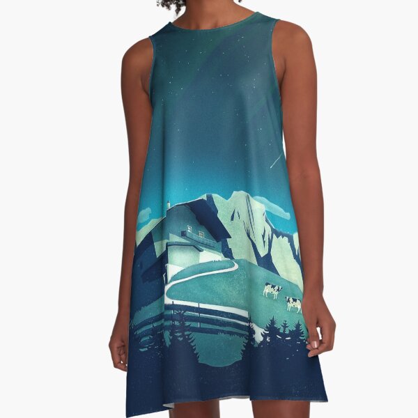 Alpine Hut A-Linien Kleid