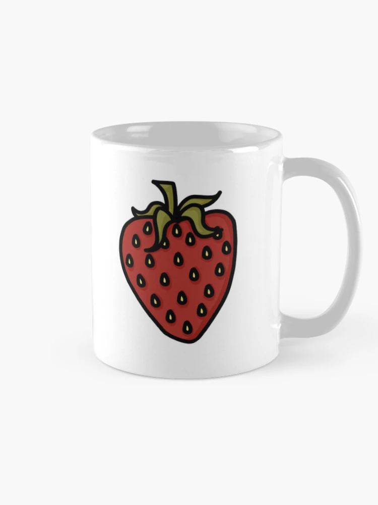 Aperçu 3 sur 6. Mug à café avec l'œuvre fraise créée et vendue par Reeseworks.
