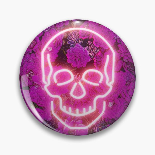 Item preview, Neon Skull with Floral Background designed and sold by Lil-odds-n-ends.