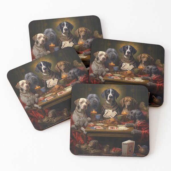 Item preview, dogs play card surrealisme painting designed and sold by Oliviasharone.