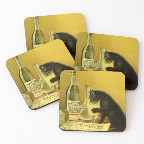 Item preview, Black Cat drinking Absinthe Bourgeois designed and sold by KellenhoUston.