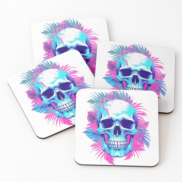 Item preview, Vaporwave style skull with plants in the background designed and sold by LilyBell6.