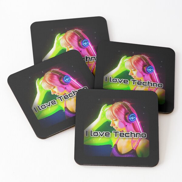 Item preview,  I Love techno logo neon version 2 designed and sold by Artcolage87.