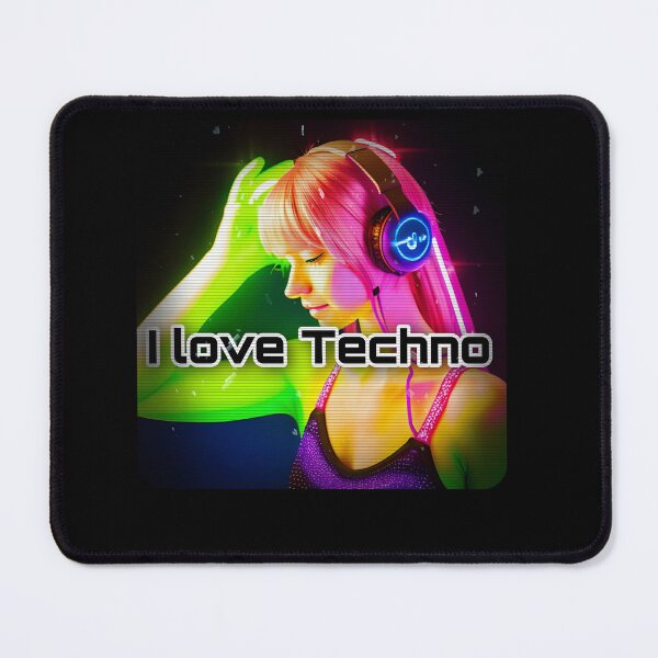Item preview,  I Love techno logo neon version 2 designed and sold by Artcolage87.