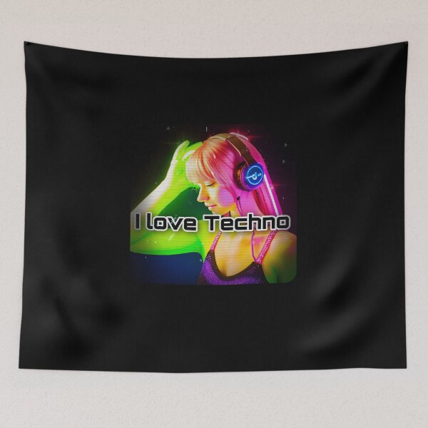 Item preview,  I Love techno logo neon version 2 designed and sold by Artcolage87.