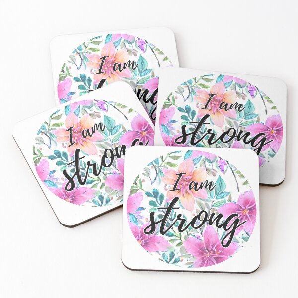 Item preview, I am Strong watercolour flowers with foliage designed and sold by WallabyJelly.