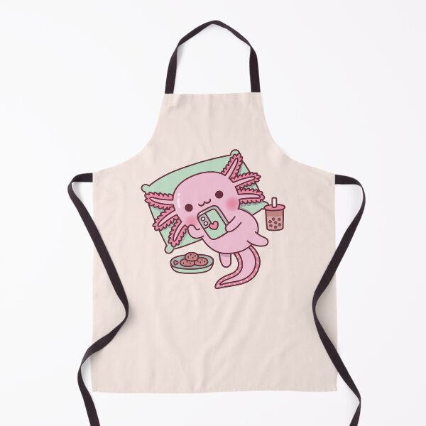 Item preview, Cute Axolotl Chilling With Handphone Boba Tea And Cookies designed and sold by rustydoodle.
