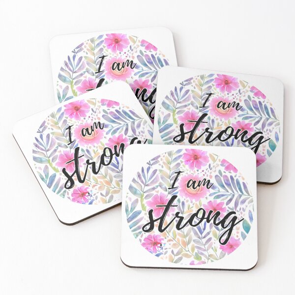 Item preview, I am Strong Floral design in watercolour designed and sold by WallabyJelly.