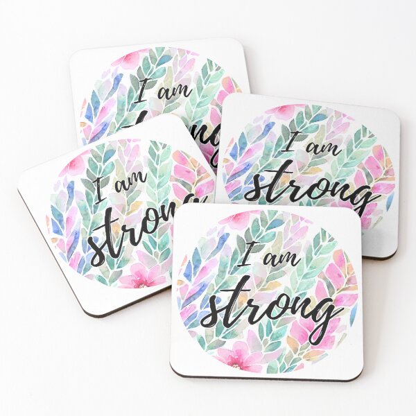 Item preview, I am Strong Floral rope design in watercolour designed and sold by WallabyJelly.