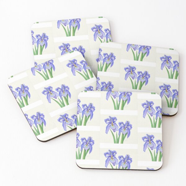 Item preview, Drawing of two pale blue and purple Iris flowers designed and sold by KayKittyKat.