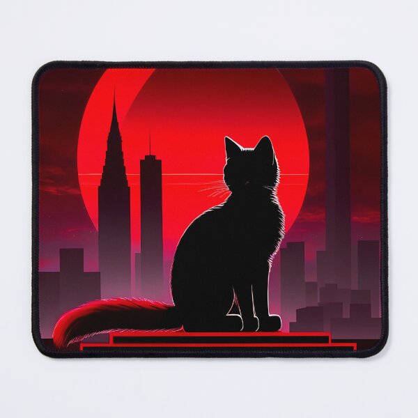 Item preview, Cat posing in front of the red moon - (digital illustration) designed and sold by Gothicpower.