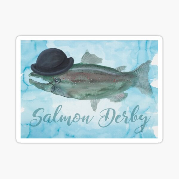 Item preview, Salmon Art! Salmon Derby in Bowler Hat! designed and sold by Lisa Rotenberg.