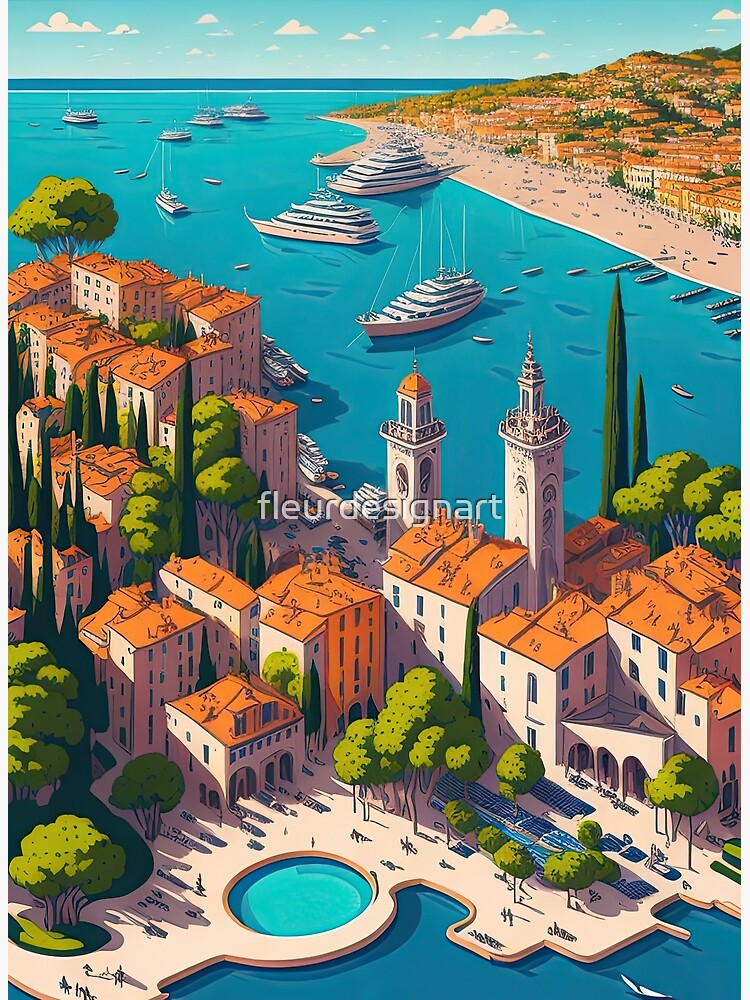 1954 French Riviera Travel Poster Canvas Print for Sale by