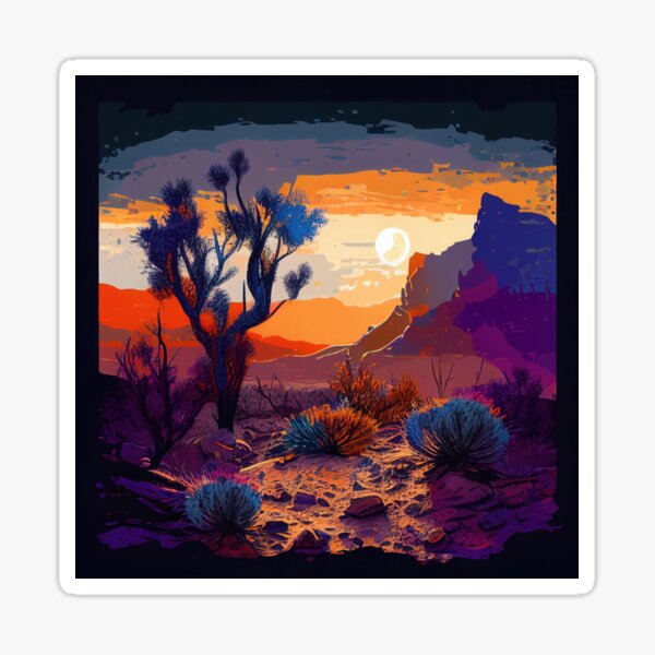 Colorful Desert Sunset Scenery Sticker