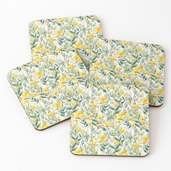 Item preview, Watercolor Yellow floral pattern  designed and sold by florallover444.