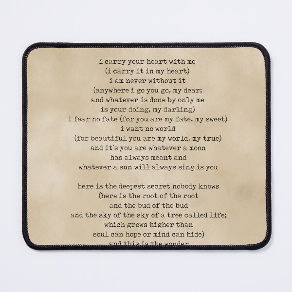Item preview, I carry your heart with me - E E Cummings - Literature - Typewriter Print on Antique Paper designed and sold by Studio Grafiikka.