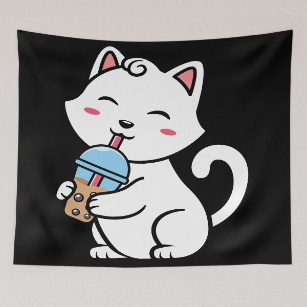 Item preview, Kawaii Cat Drinking Bubble Tea  designed and sold by BetOova.