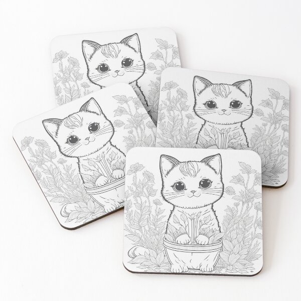 Item preview, Cat's Ink Tale - Charming Line Drawing of a Cute Cat designed and sold by mdhanim.