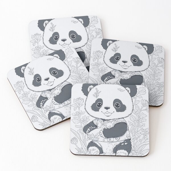 Item preview, Whimsical Panda - Vibrant Ink Drawing in Clean Lines designed and sold by mdhanim.