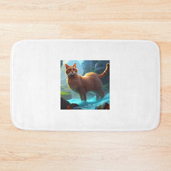 Item preview, Mountain cat standing under the blue waterfall designed and sold by greengoodnich.