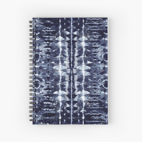 Oceanic geometry: Fish inspiration in blue and white, variant with vertical stripes Spiral Notebook