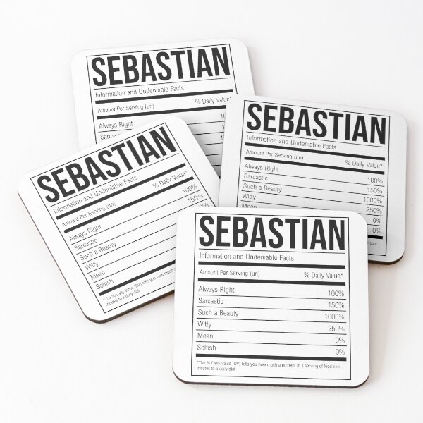 Item preview, Sebastian Name Funny Nutrition Label designed and sold by XCIV.