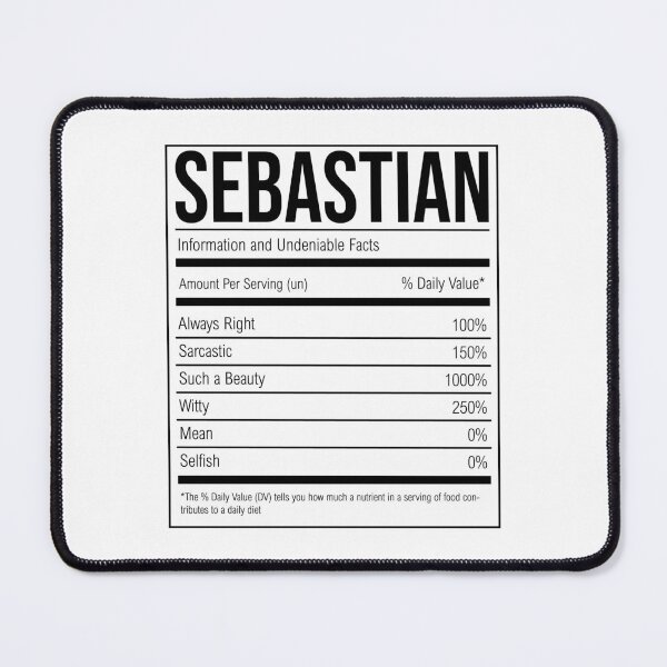 Item preview, Sebastian Name Funny Nutrition Label designed and sold by XCIV.