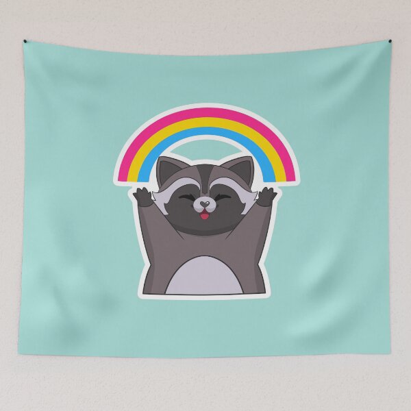 Item preview, Pan Pride Flag Rainbow Raccoon designed and sold by Kimswoa.