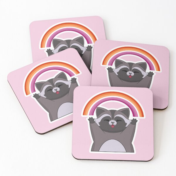 Item preview, Lesbian Pride Flag Rainbow Raccoon designed and sold by Kimswoa.